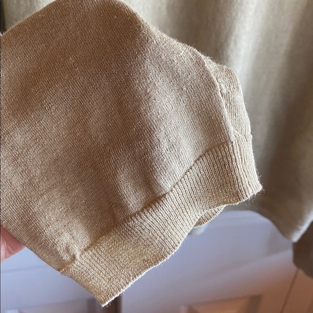 Vince NWT Taupe Linen Blend Dropped Shoulder Long Sleeve Boat Neck Knit Sweater - Picture 7 of 11